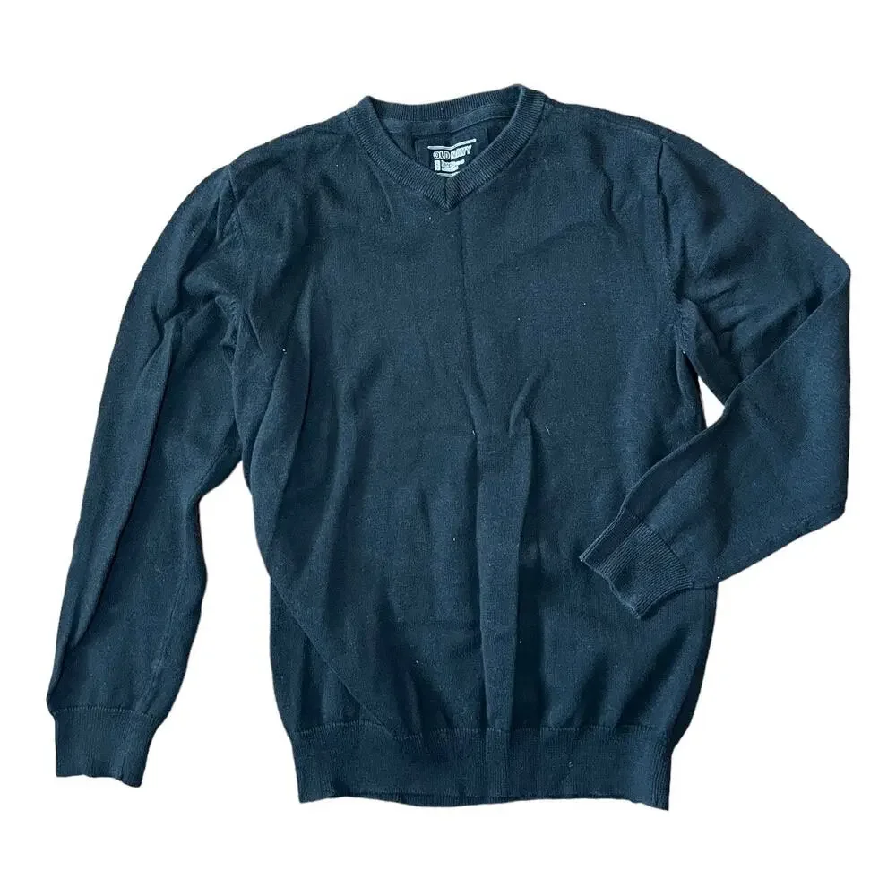 Old Navy black v-neck long sleeve sweater 100% cotton large kids 10-12